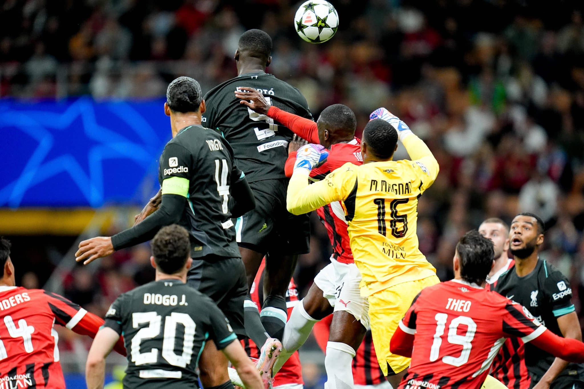 AC Milan v Liverpool FC &ndash; UEFA Champions League 2024/25 Ibrahima Konate of Liverpool FC scores first goal during the UEF
