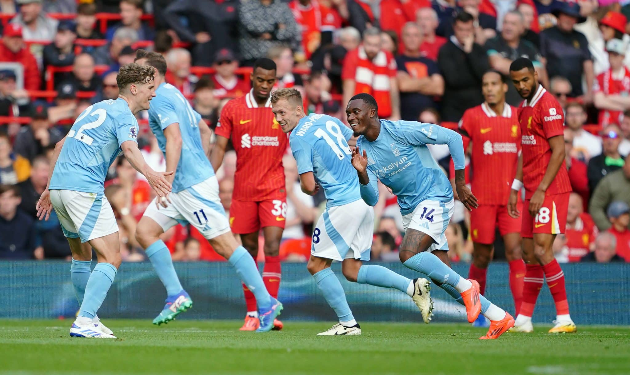 Liverpool v Nottingham Forest &ndash; Premier League &ndash; Anfield Nottingham Forest s Callum Hudson-Odoi celebrates scoring the o