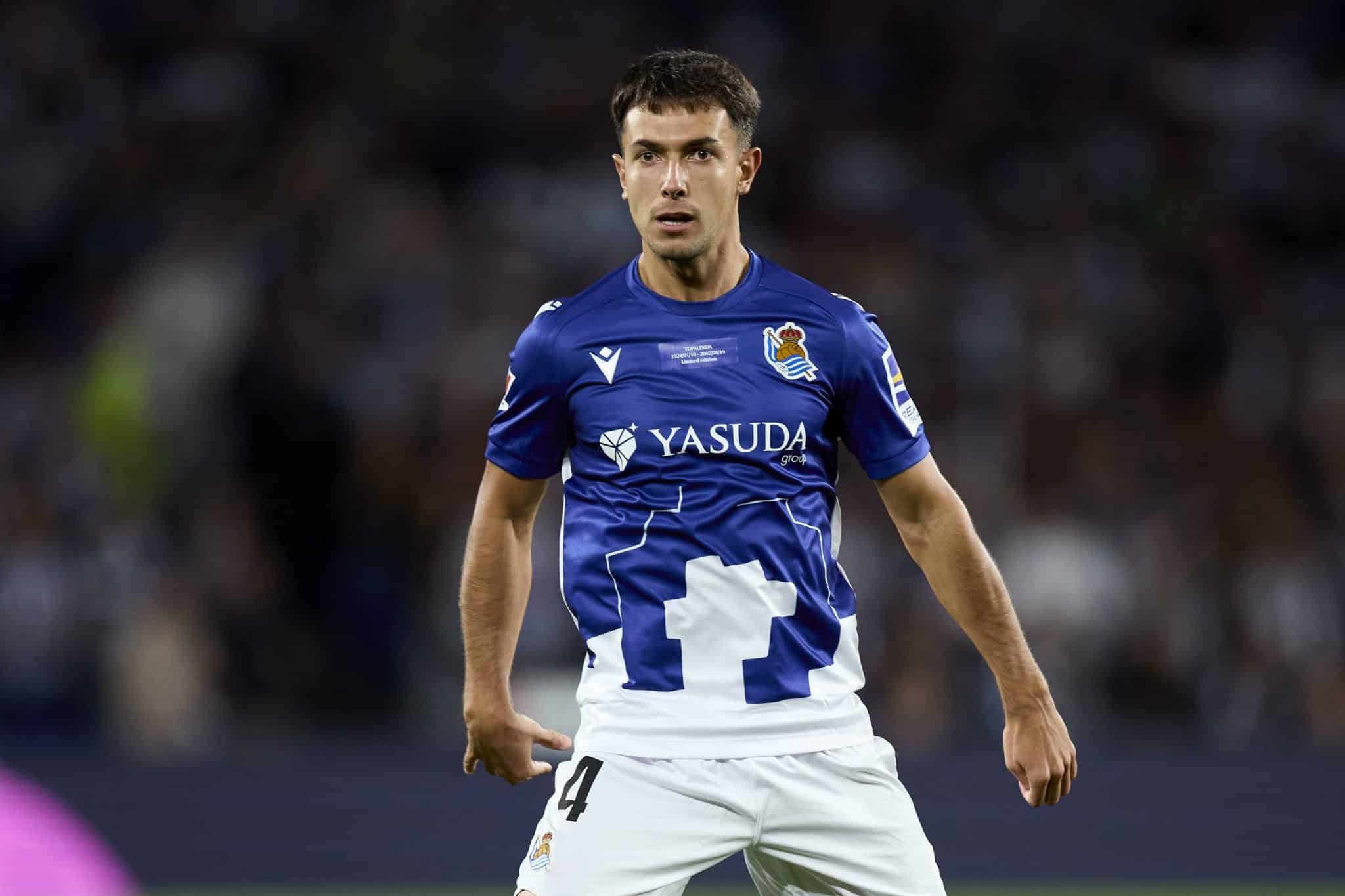 Zubimendi durante partida da Real Sociedad por La Liga