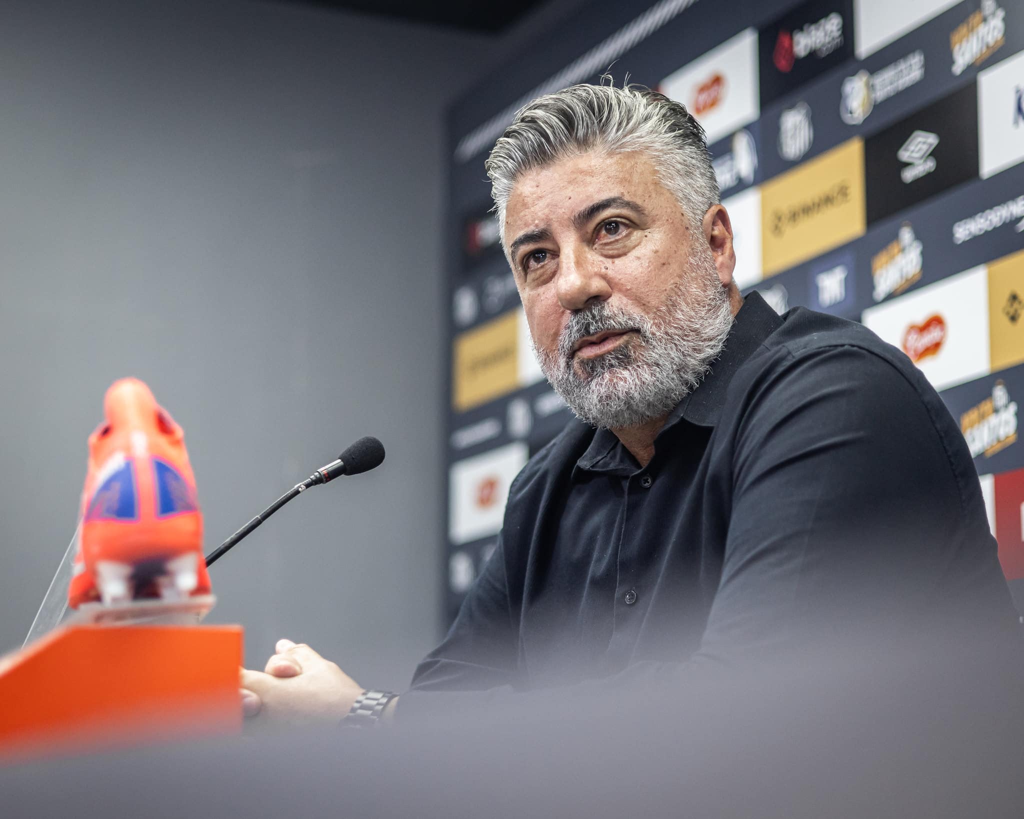 Alexandre Gallo em coletiva do Santos
