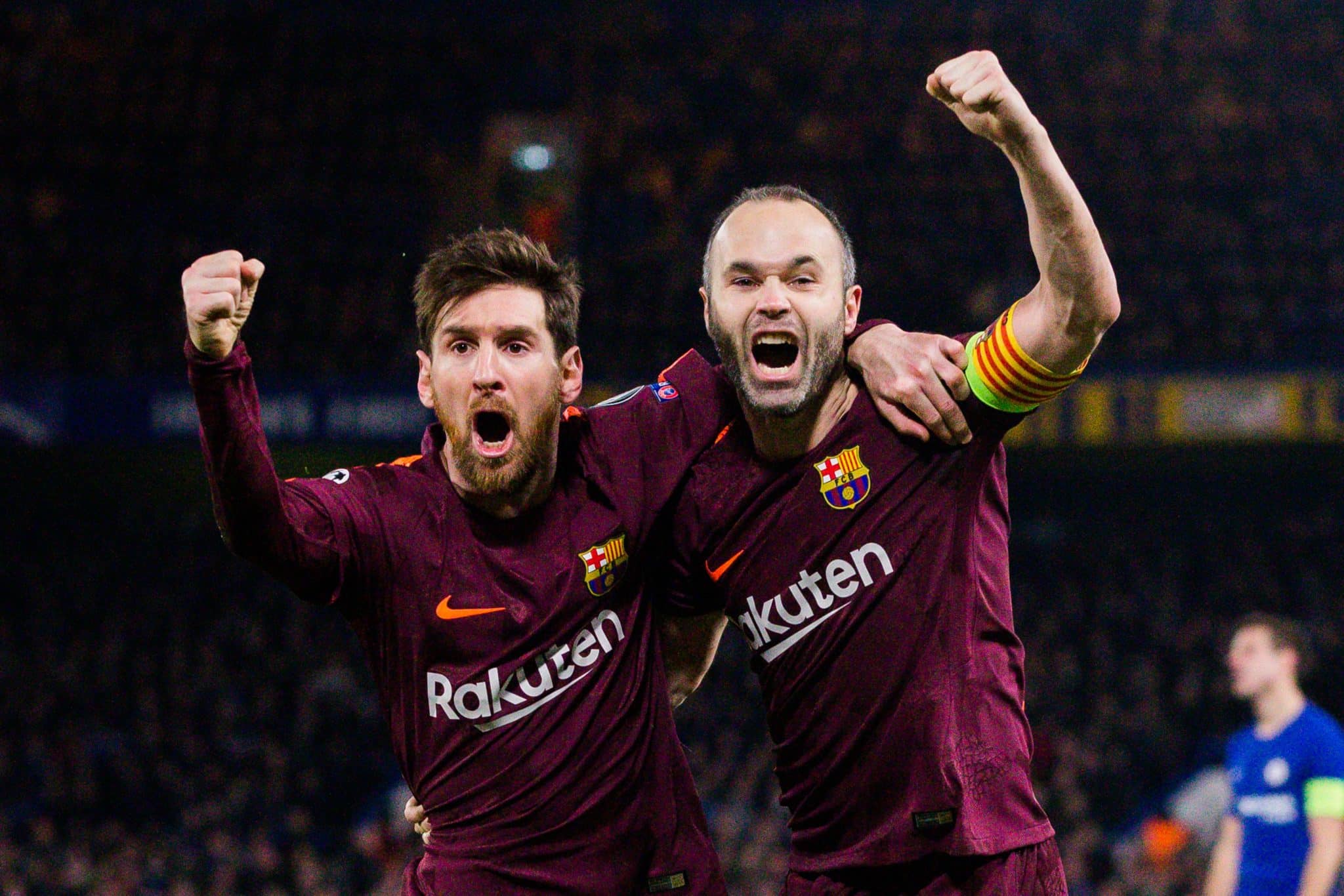 Andr&eacute;s Iniesta e Lionel Messi pelo Barcelona, em 2018. Foto: Icon Sport