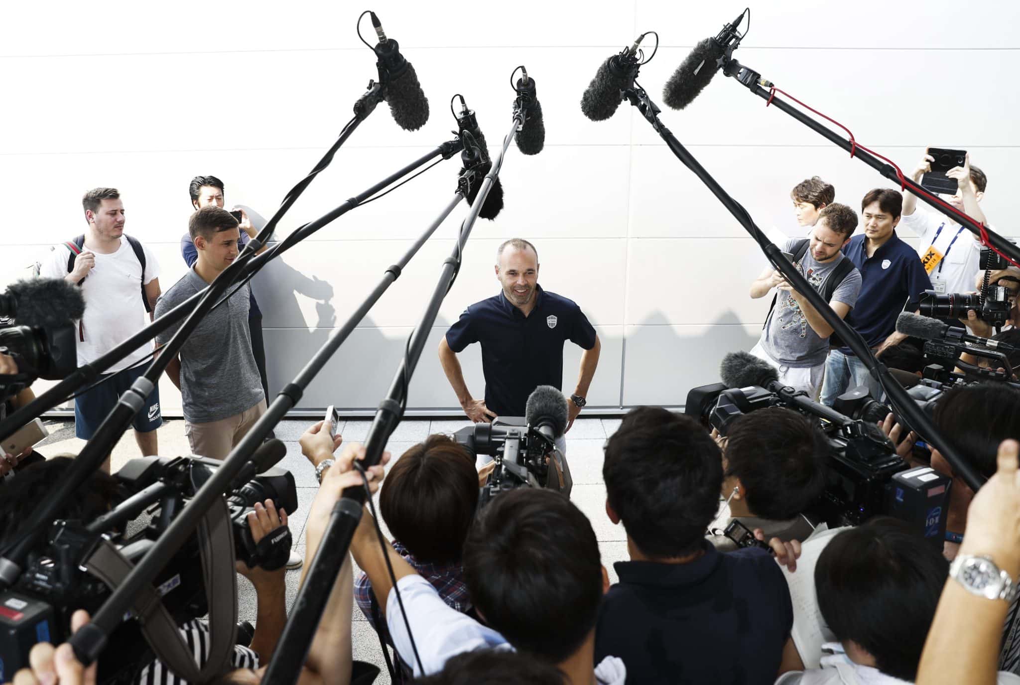 Chegada de Iniesta ao Vissel Kobe, do Jap&atilde;o, em 2018. Foto: Icon Sport