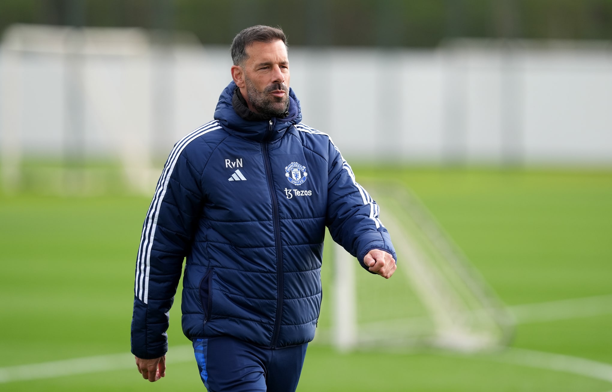 Ruud van Nistelrooy durante um treinamento do Manchester United, em outubro de 2024. Foto: Icon Sport