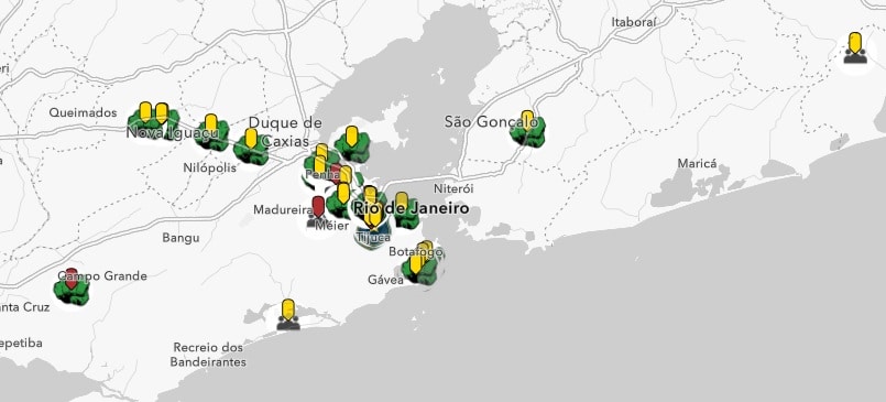 Mapa apresenta casos de viol&ecirc;ncia no futebol do Rio em 2023 (Foto: Reprodu&ccedil;&atilde;o)