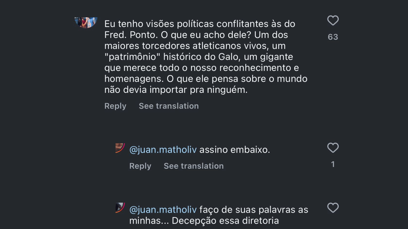 Torcedores contr&aacute;rios a ideologia de Fred apoiam ele como torcedor e s&iacute;mbolo do Galo