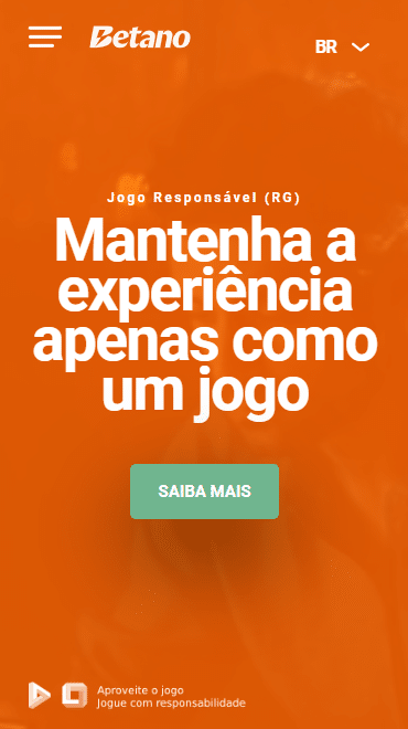Banner de chamada para a p&aacute;gina de Jogo Respons&aacute;vel da Betano