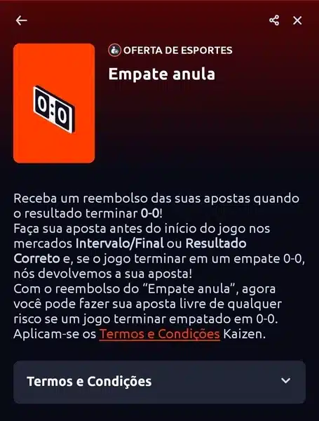 Captura de tela da p&aacute;gina do recurso &ldquo;Empate Anula&rdquo; da Betano
