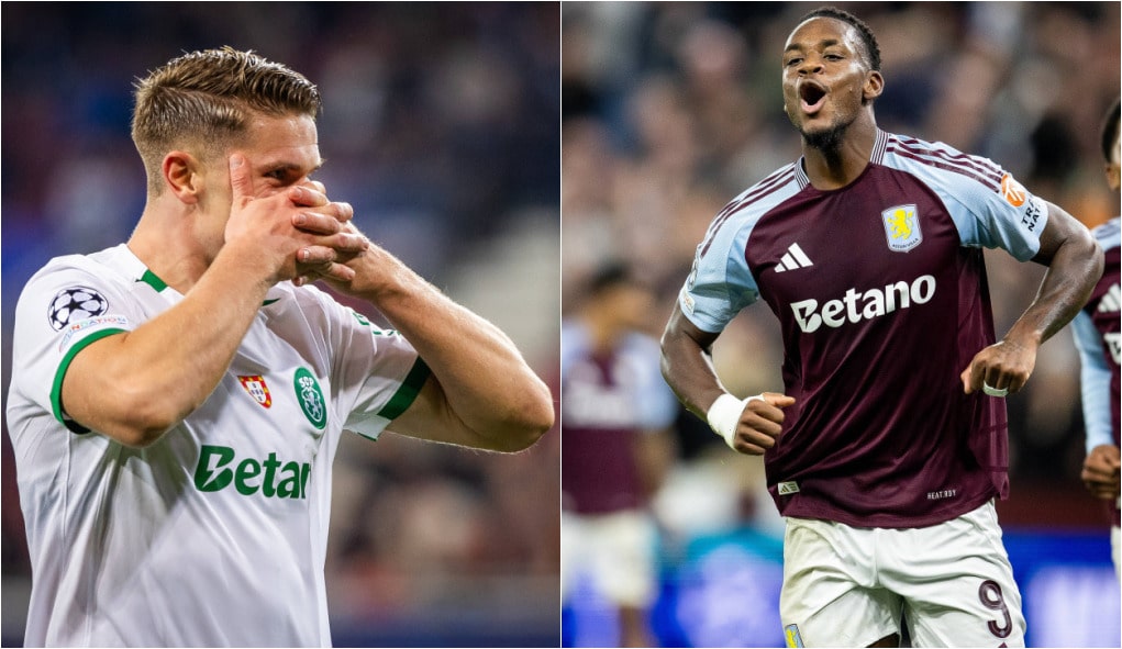 Artilheiros subestimados da Europa garantem vit&oacute;rias de Sporting e Villa na Champions