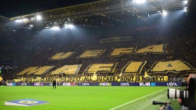 &lsquo;N&atilde;o se importa com o esporte&rsquo;: o protesto da torcida do Dortmund contra  a &lsquo;m&aacute;fia&rsquo; Uefa