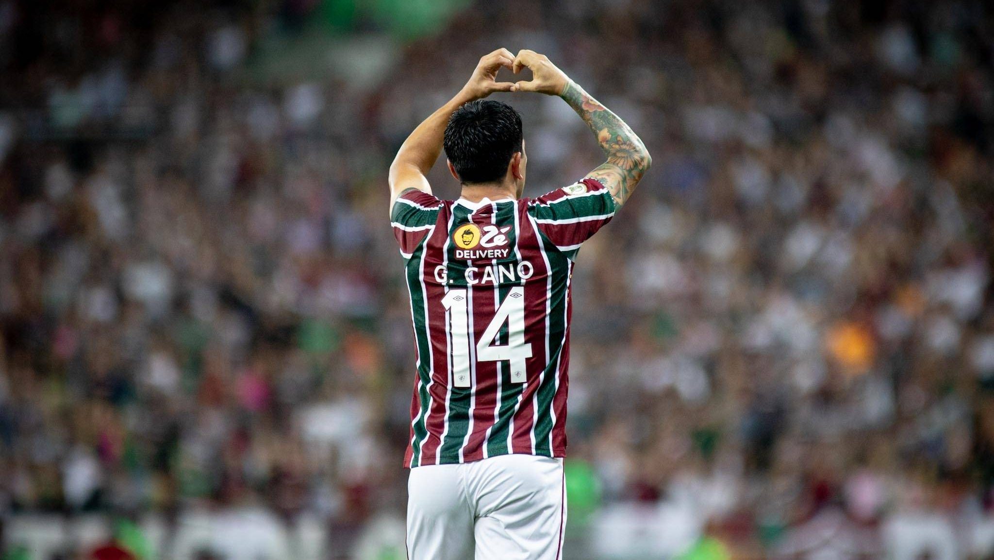 Germ&aacute;n Cano manda cora&ccedil;&atilde;o para a torcida do Fluminense ap&oacute;s fazer as pazes com as redes - Foto: Lucas Mer&ccedil;on/FFC