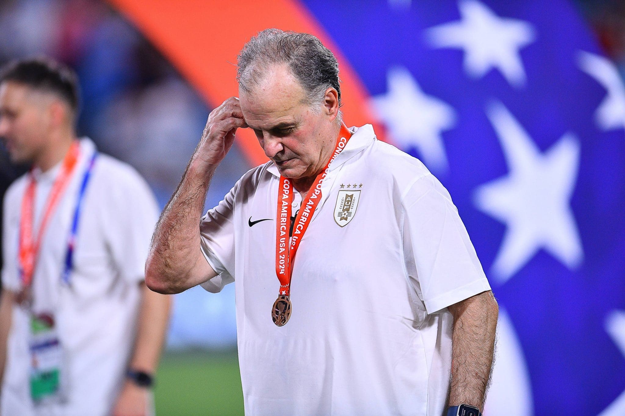 Marcelo Bielsa, t&eacute;cnico do Uruguai, durante a Copa Am&eacute;rica 2024