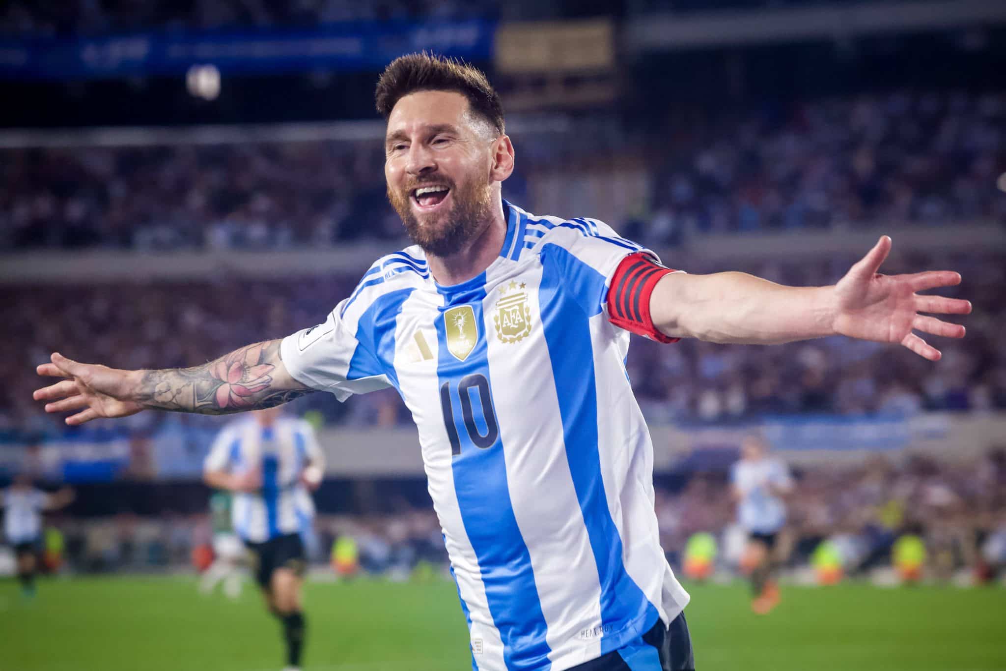 Celebra&ccedil;&atilde;o de Messi ao marcar contra a Bol&iacute;via, pelas Eliminat&oacute;rias