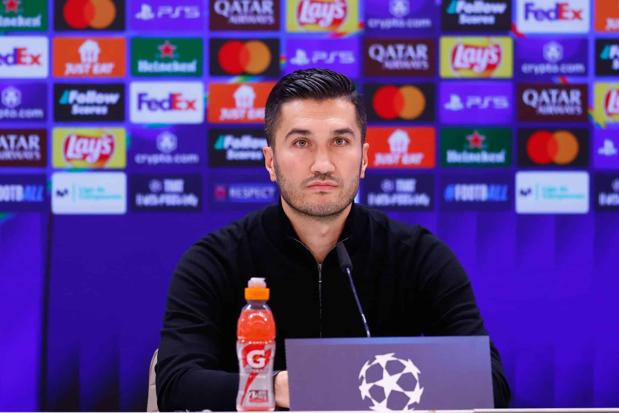 Nuri Sahin, t&eacute;cnico do Borussia Dortmund, durante entrevista coletiva