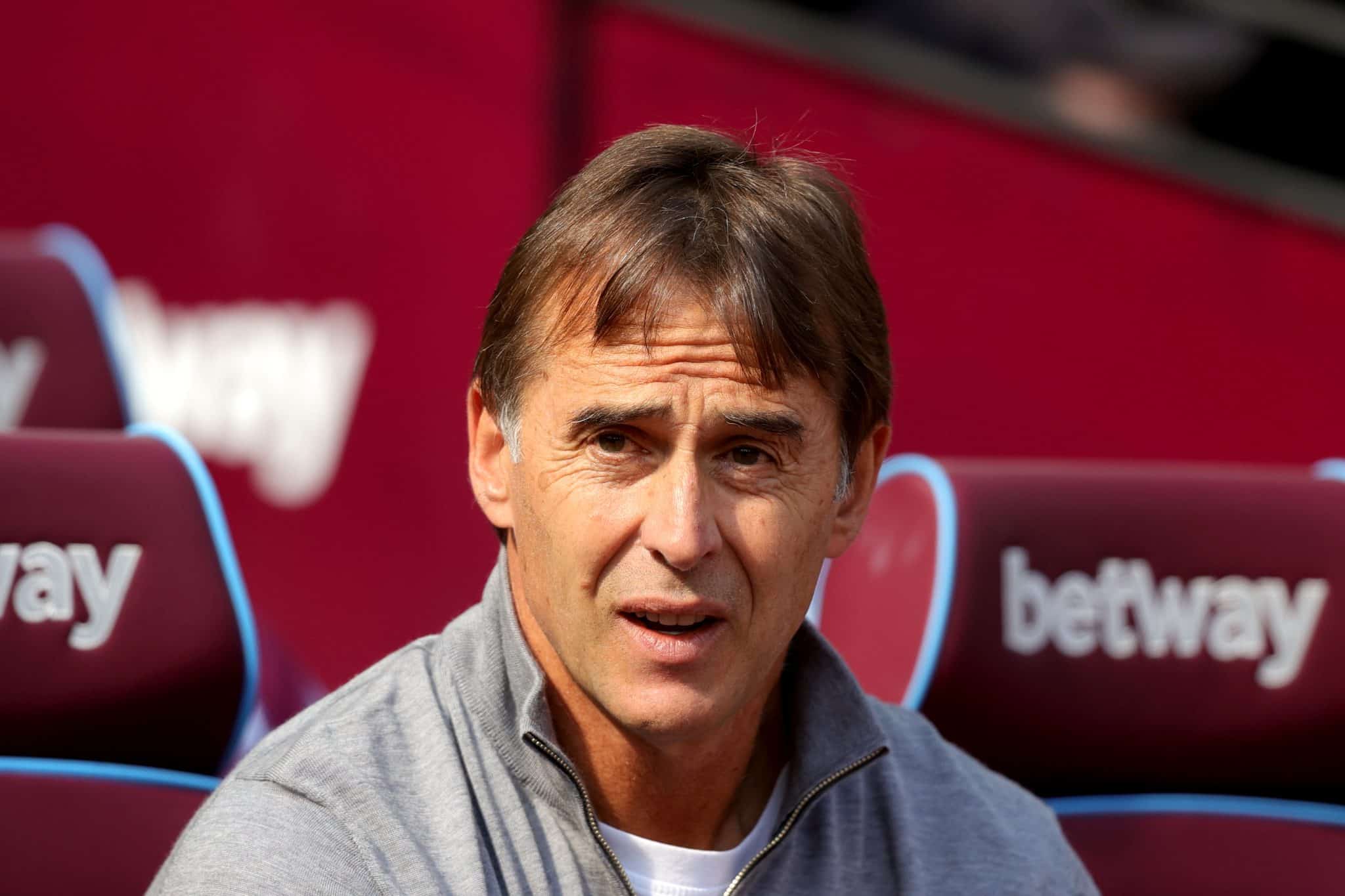 Julen Lopetegui, t&eacute;cnico do West Ham, em partida contra o Chelsea pela Premier League 2024/25, setembro de 2024. Foto: Icon Sport