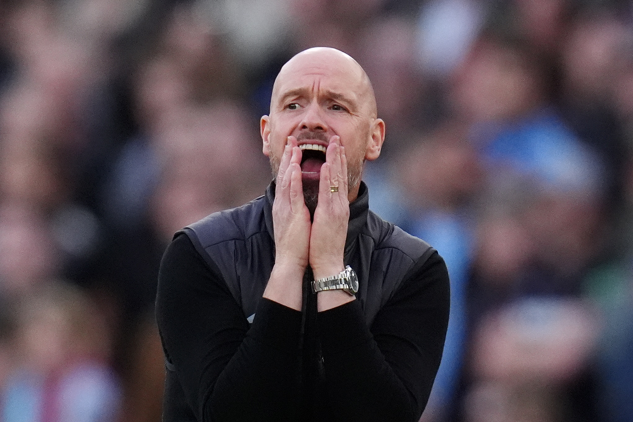 Erik ten Hag no comando do Manchester United, outubro de 2024. Foto: Icon Sport