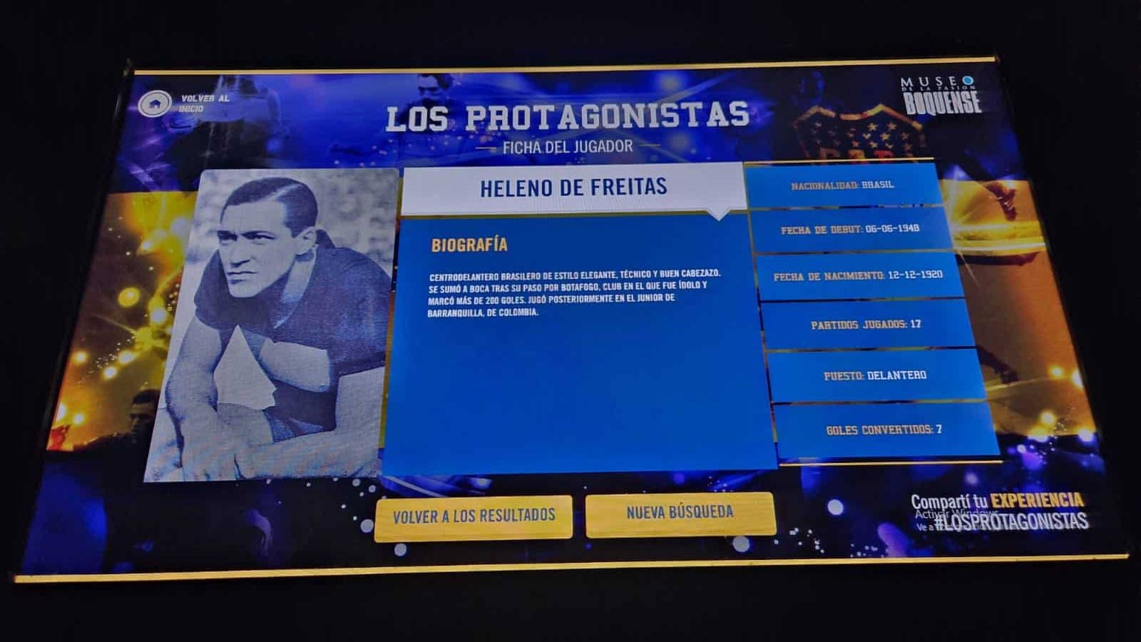 Ficha de Heleno de Freitas no Museus do Boca Juniors (Foto: Gabriel Rodrigues/Trivela)