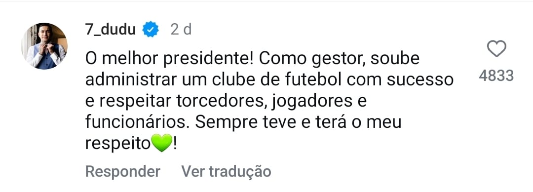 Coment&aacute;rio de Dudu no 