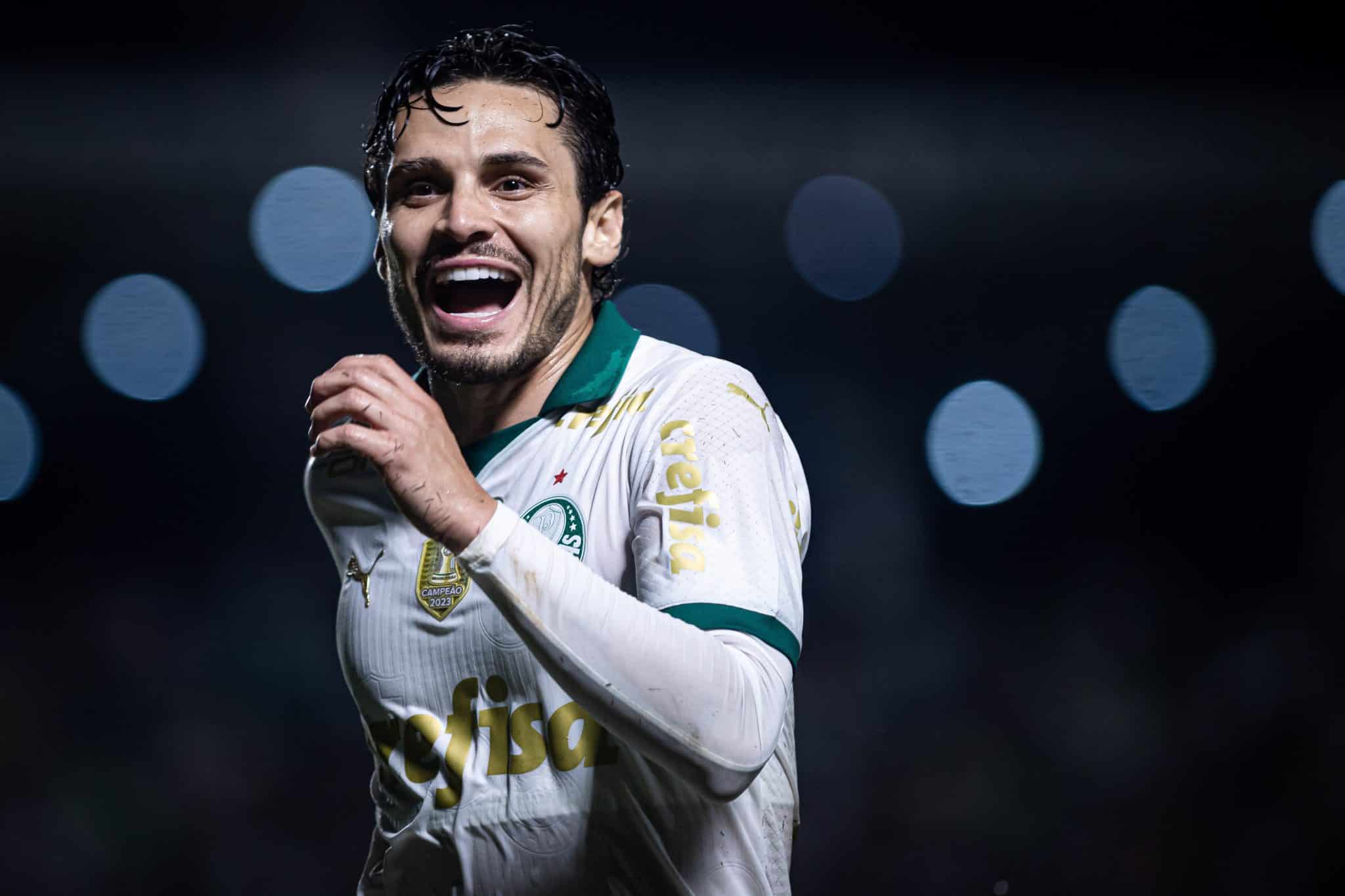 Raphael Veiga comemora gol pelo Palmeiras Foto: (Icon Sport)