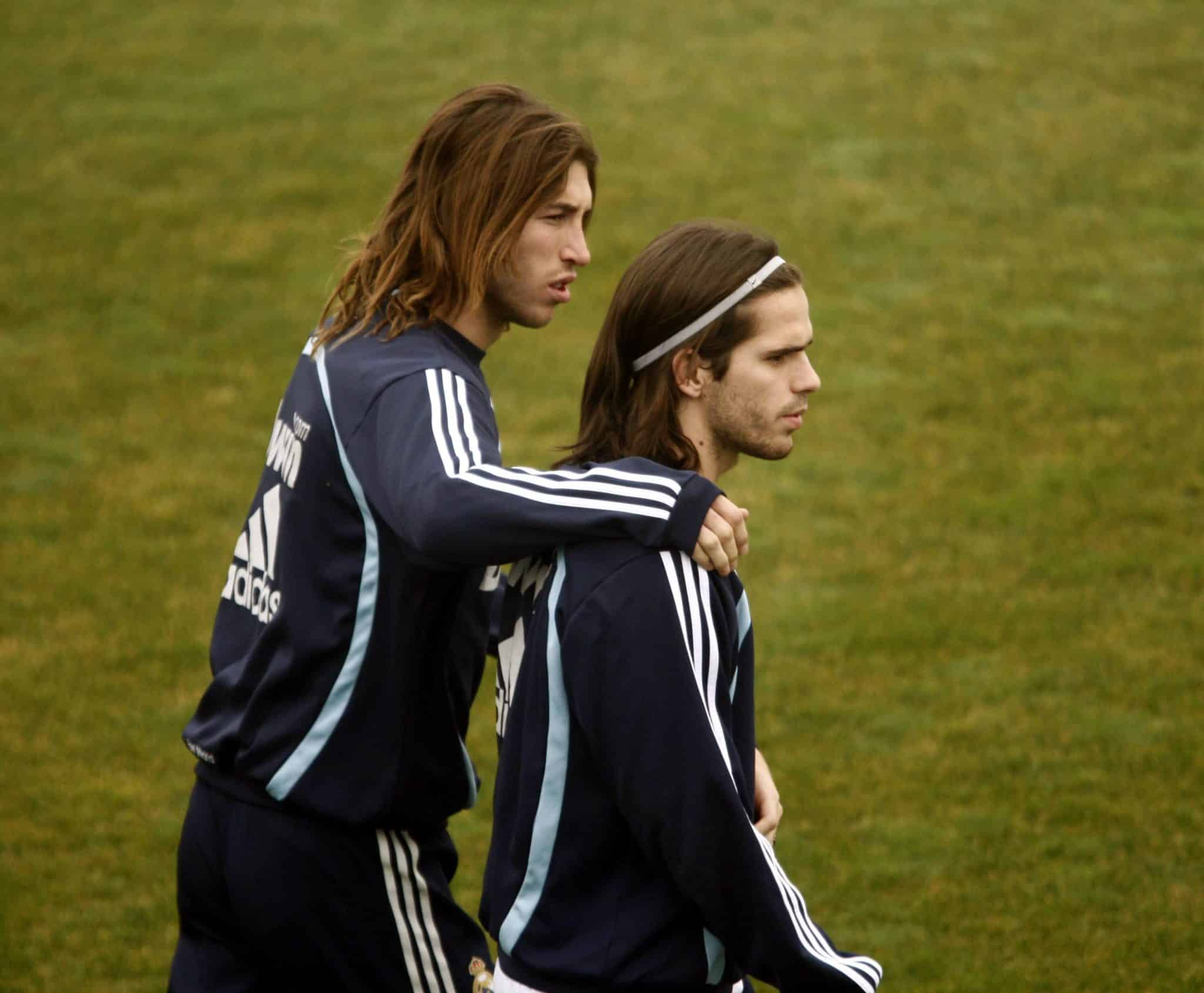Sergio Ramos e Fernando Gago em um treinamento do Real Madrid, janeiro de 2008. Foto: Imago
