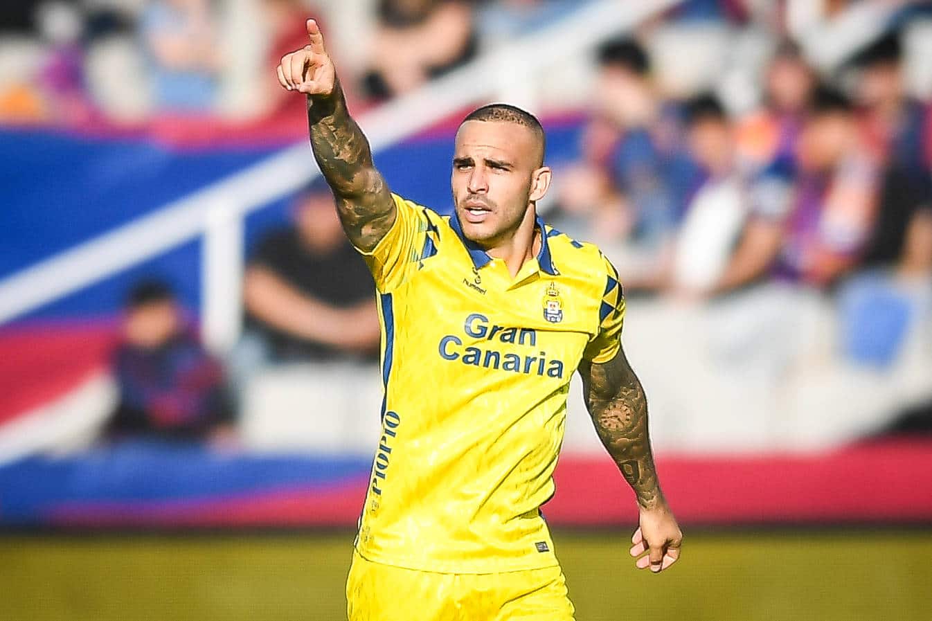 Sandro Ram&iacute;rez celebra gol pelo Las Palmas