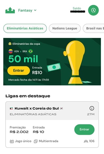 Tela inicial do fantasy do Rei do Pitaco.