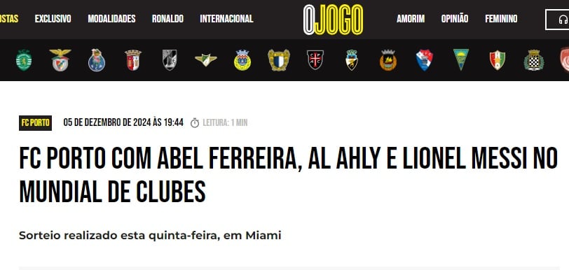 Abel Ferreira representou o Palmeiras nas manchetes em Portugal (Foto: Reprodu&ccedil;&atilde;o/O Jogo)