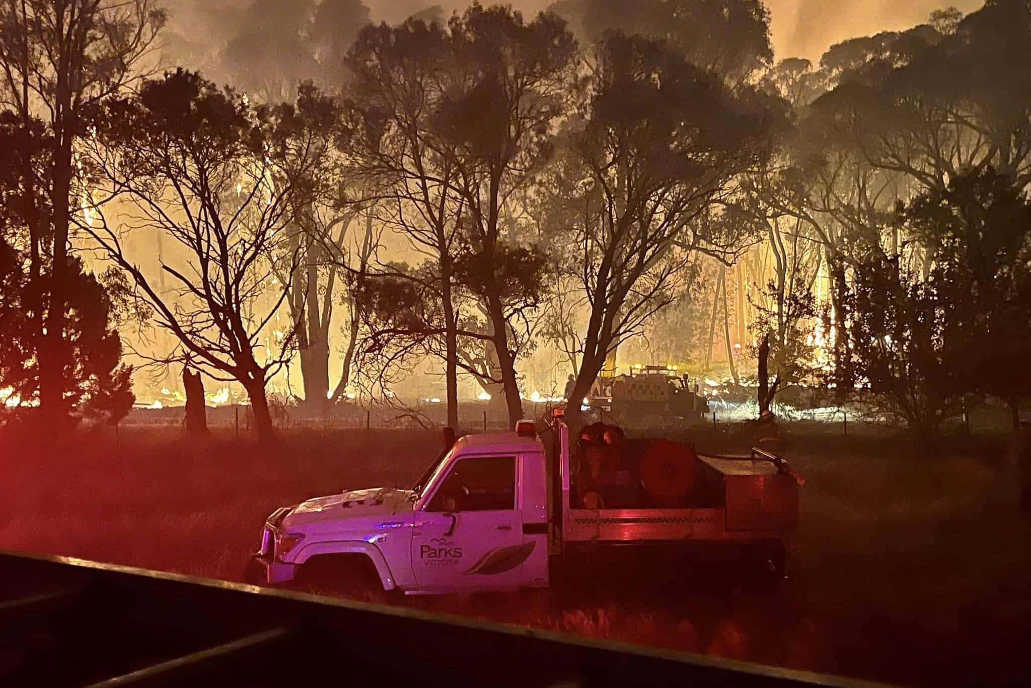 BUSHFIRES VICTORIA, A supplied undated image obtained on Tuesday, December 17, 2024, of a fire burning near Creswick, no