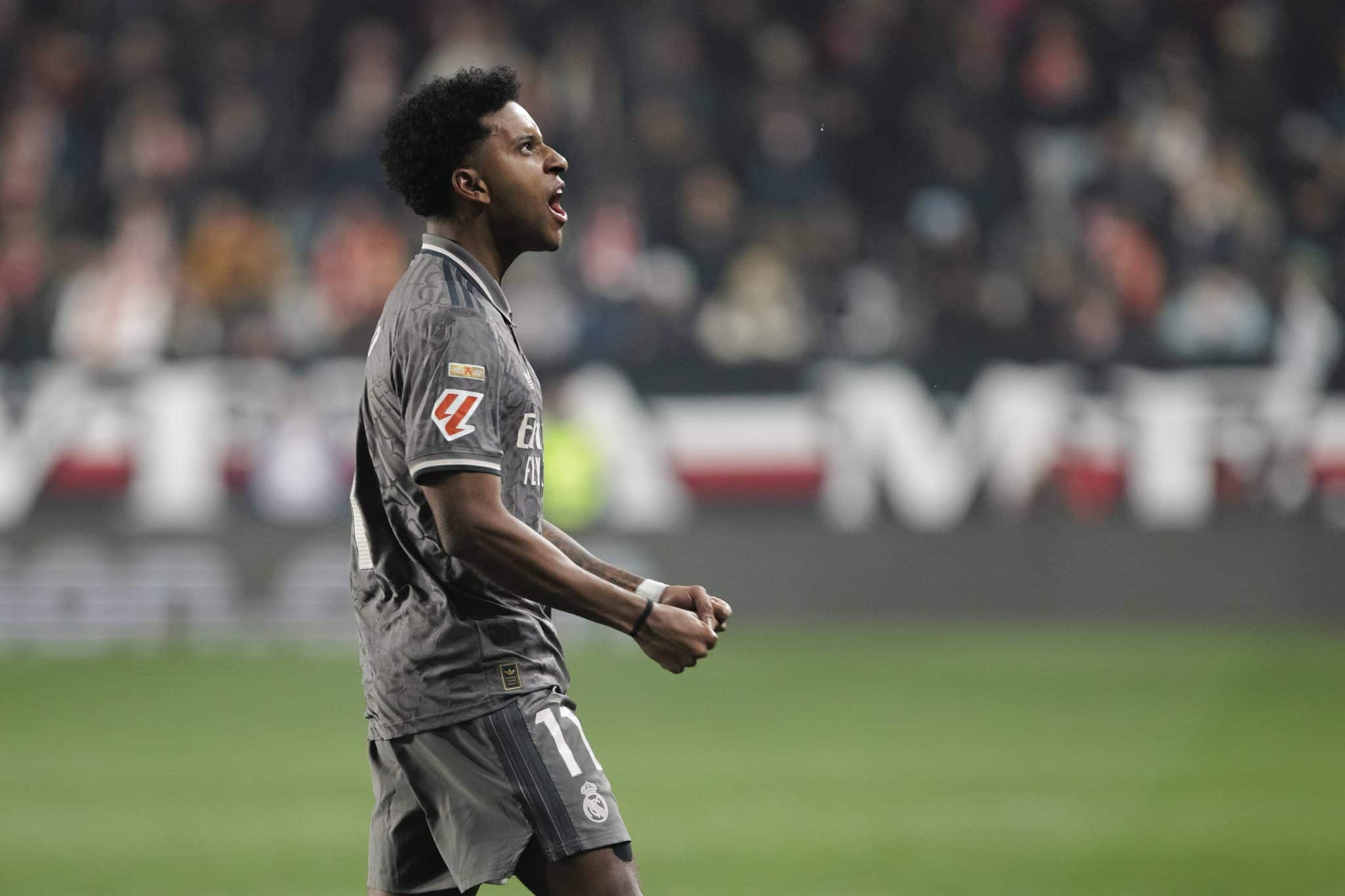 Rodrygo celebra gol pelo Real Madrid 