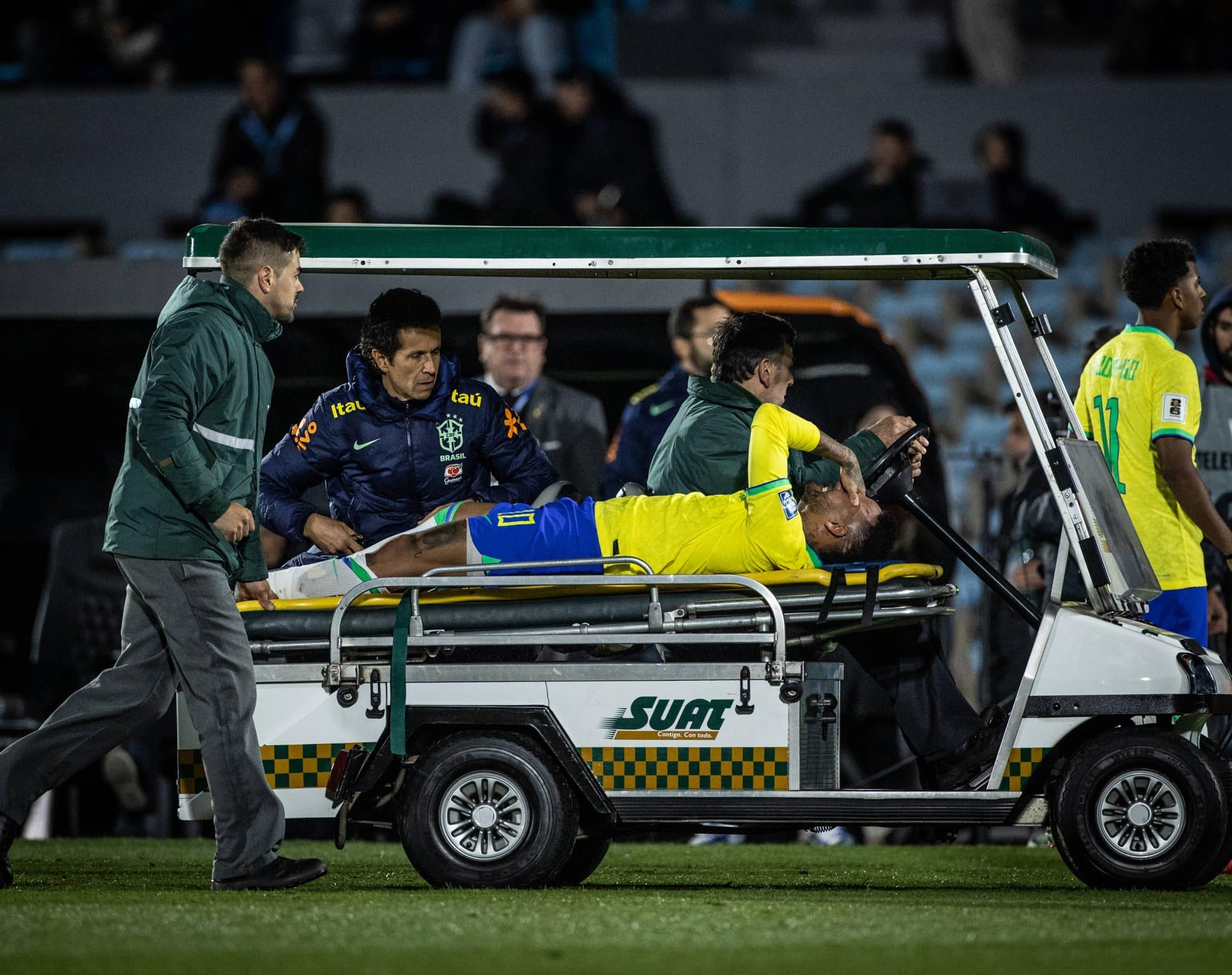Neymar se lesionou contra o Uruguai. Foto: Imago