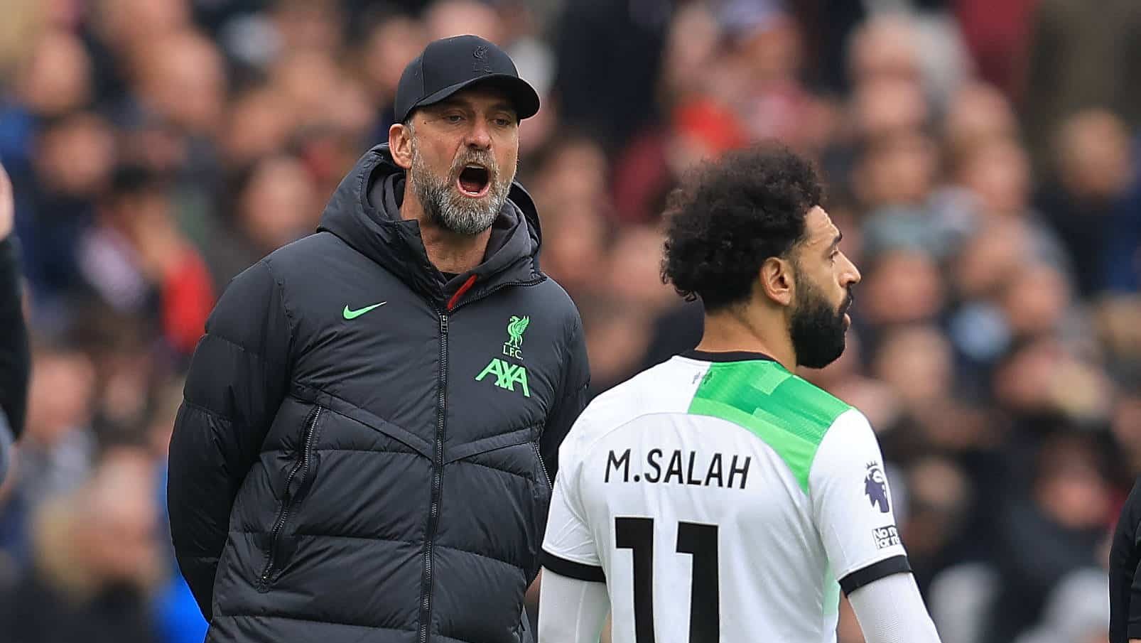 Klopp e Salah pelo Liverpool, em abril de 2024 (Foto: Imago)