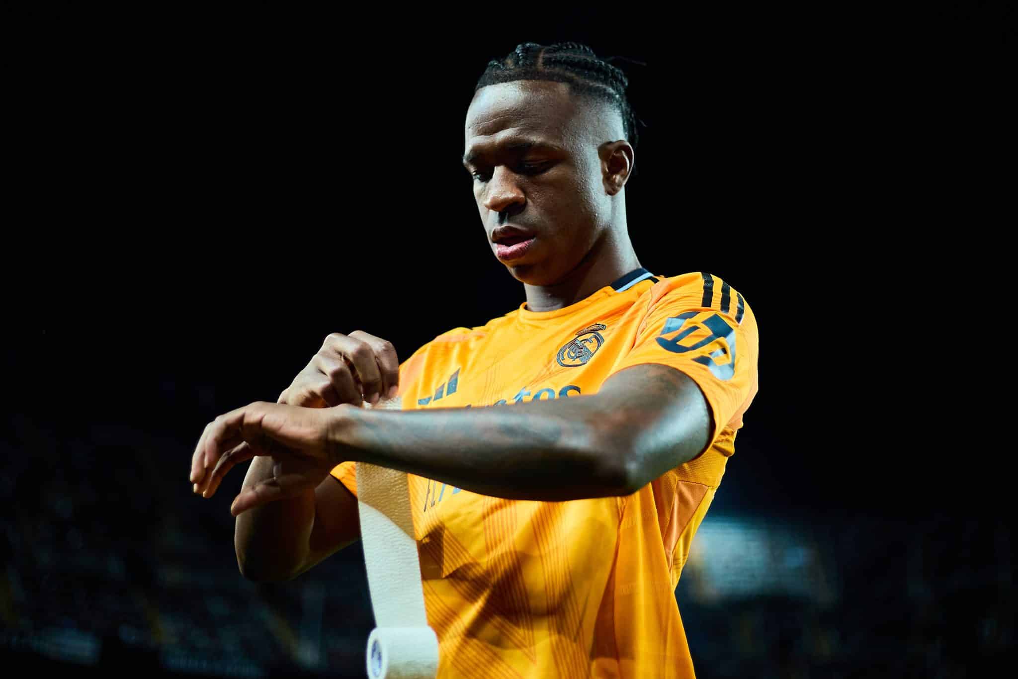 Vinicius J&uacute;nior durante jogo do Real Madrid