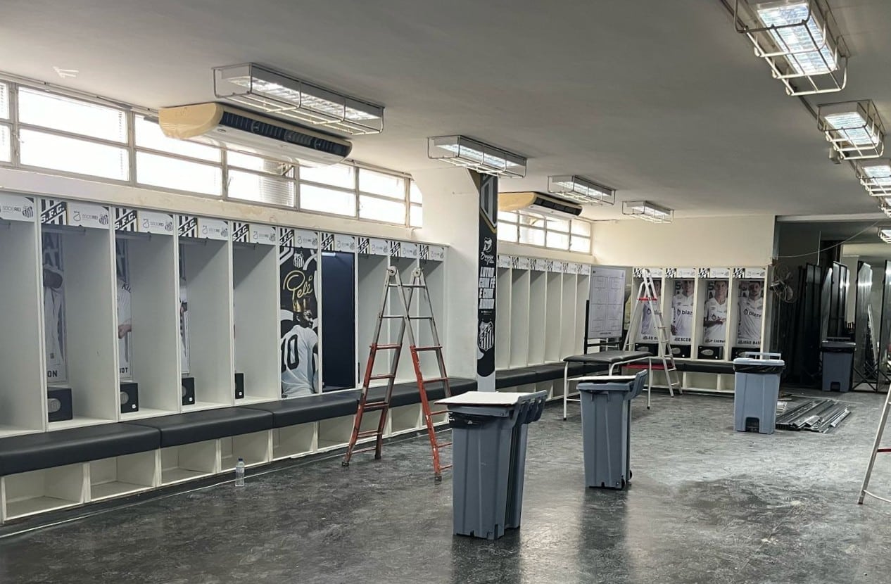 Santos est&aacute; perto de terminar parte da moderniza&ccedil;&atilde;o em vesti&aacute;rio; veja imagens exclusivas