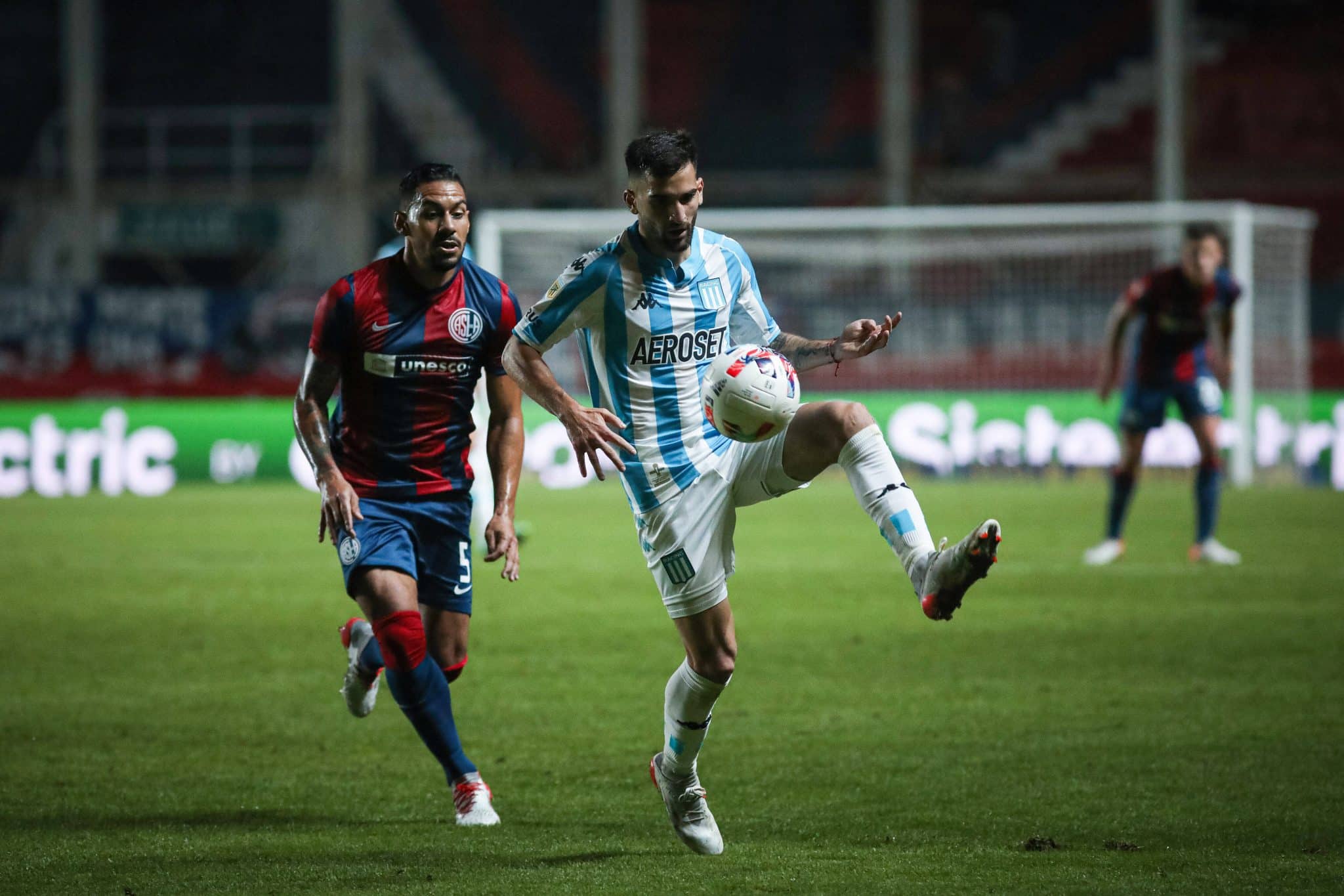 May 6, 2022, Buenos Aires, Argentina: Benjamin Garre (R) of Racing Club and Yeison Gordillo (L) of San Lorenzo seen in a