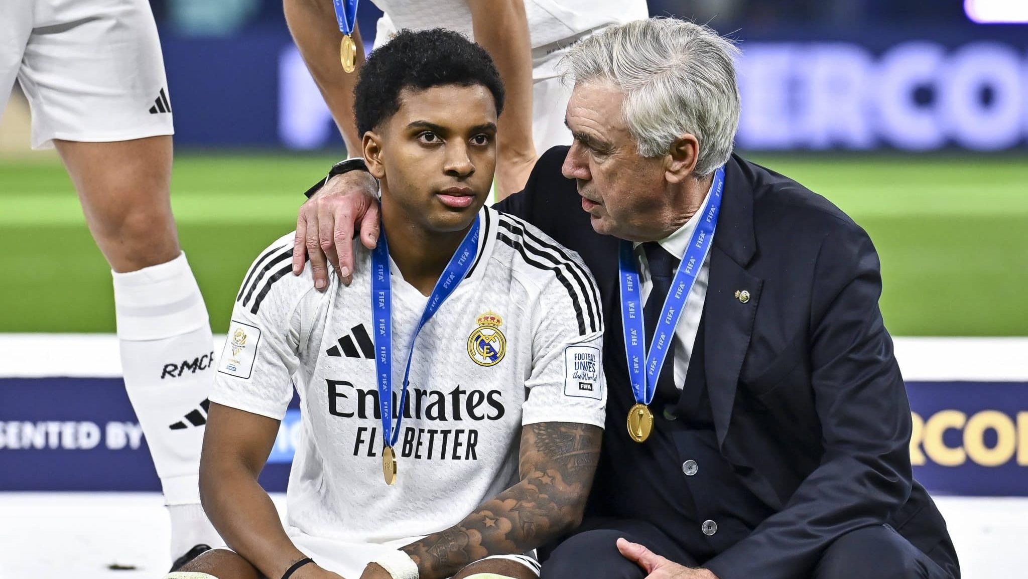 Rodrygo e Carlo Ancelotti, do Real Madrid Foto: (Imago)
