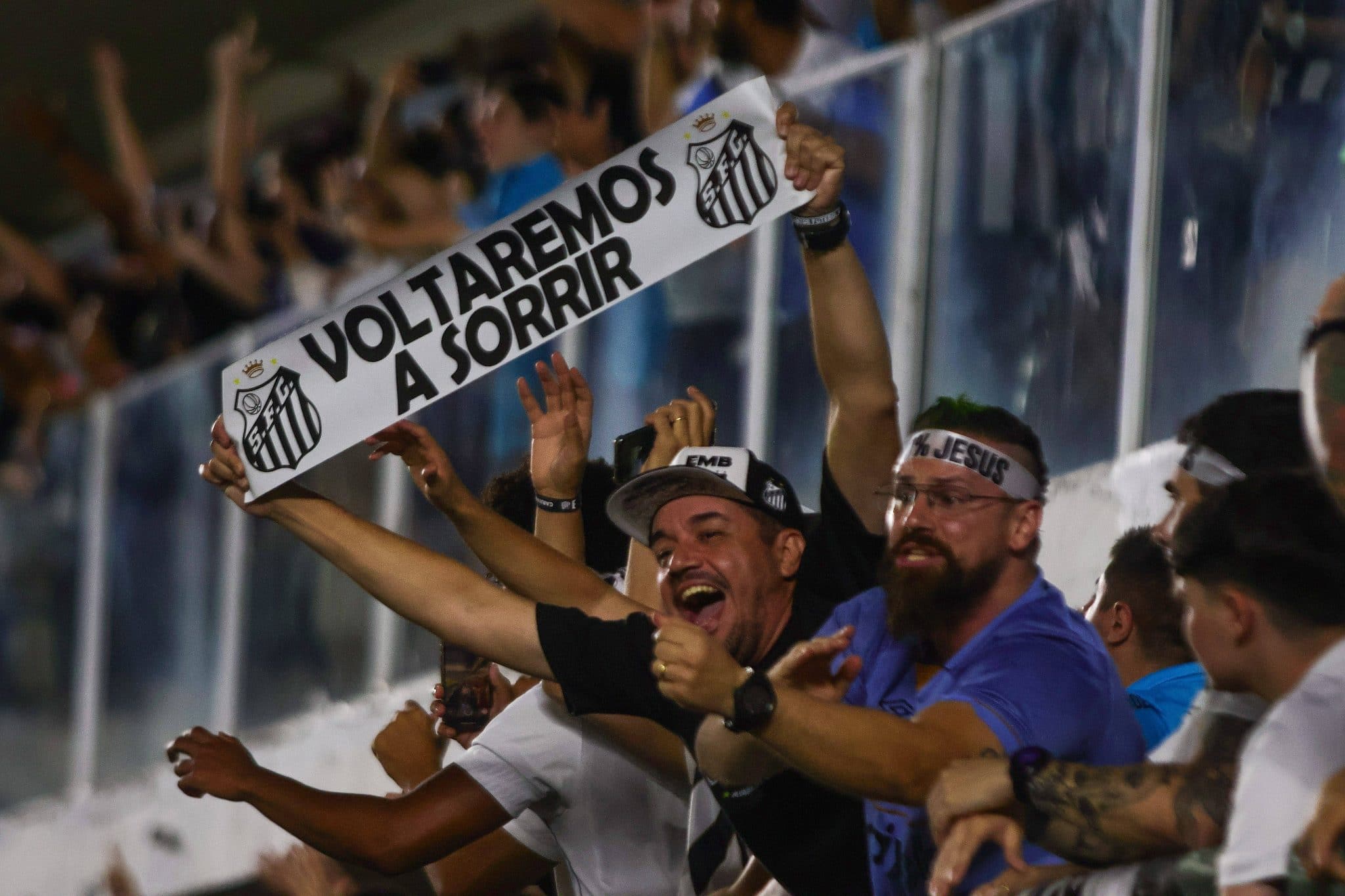 Torcedores do Santos em jogo na Vila Belmiro (Foto: Imago)