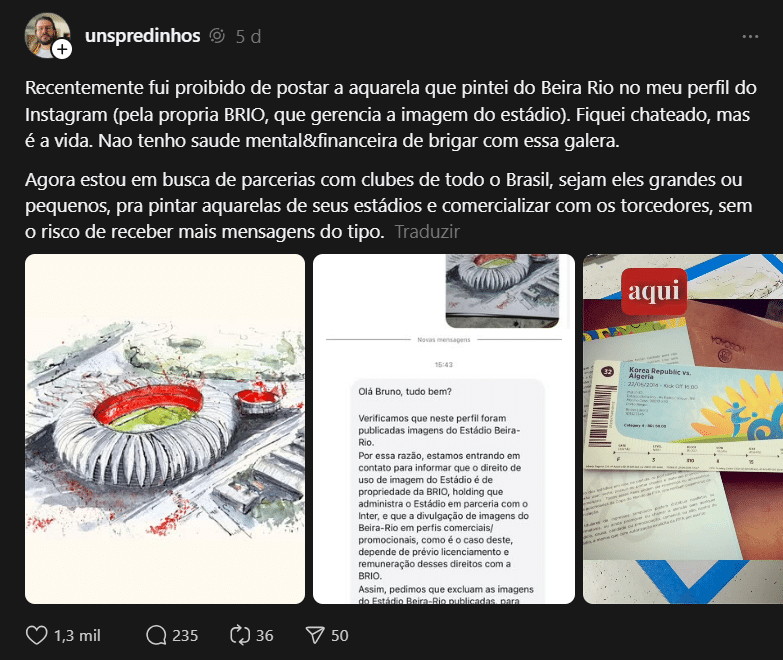 Artista Bruno Lorenz compartilhou epis&oacute;dio nas redes sociais