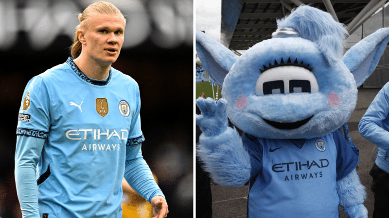 Haaland é acusado de agredir e causar concussão em mascote do Manchester City; clube nega