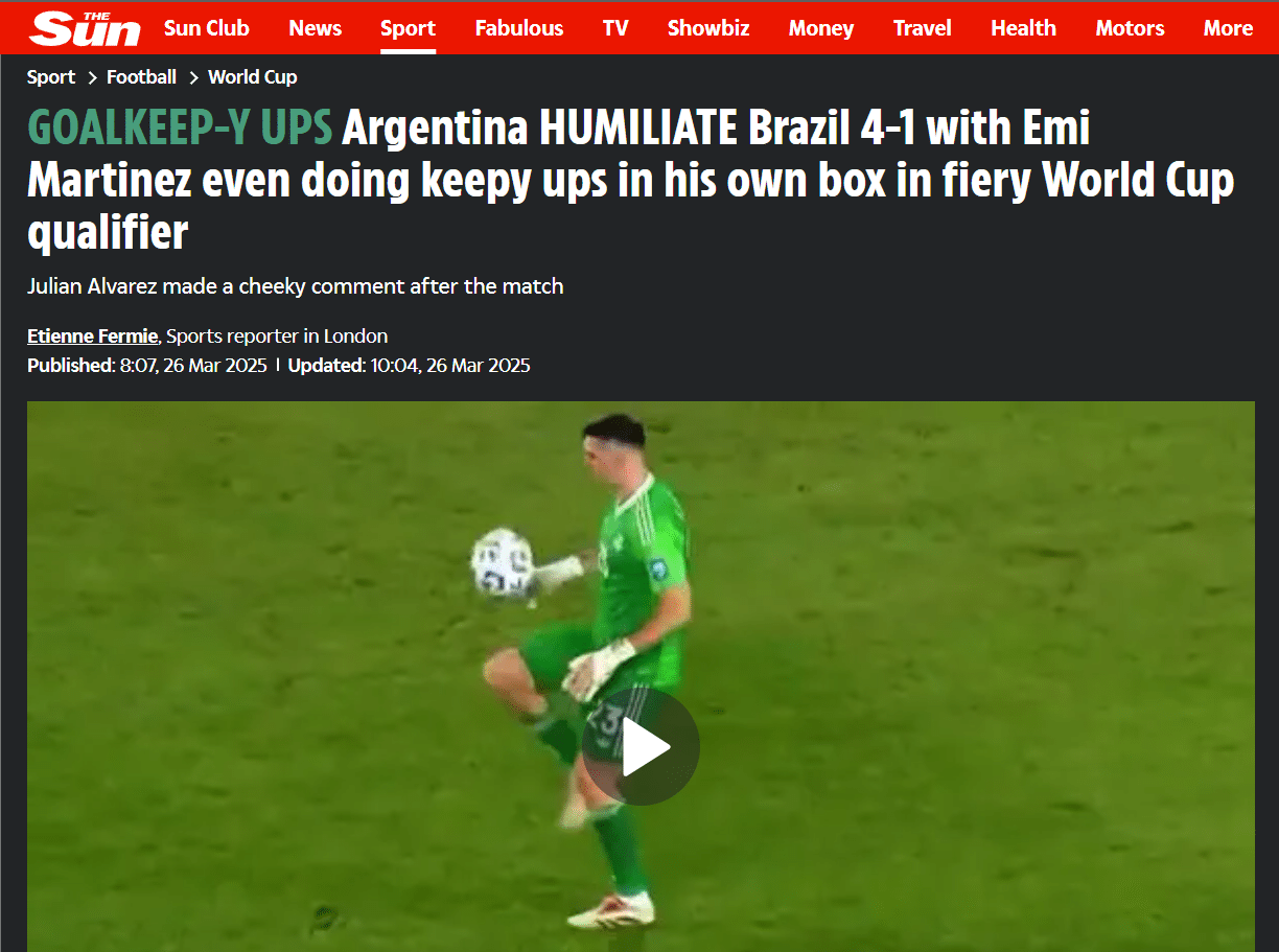 The Sun Brasil x Argentina