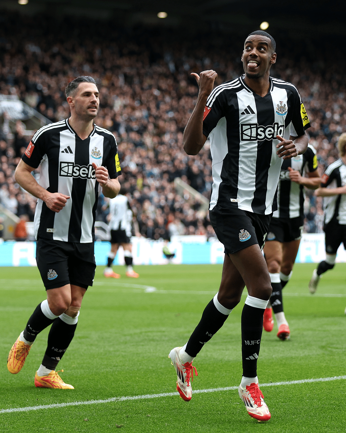 Isak comemora gol pelo Newcastle