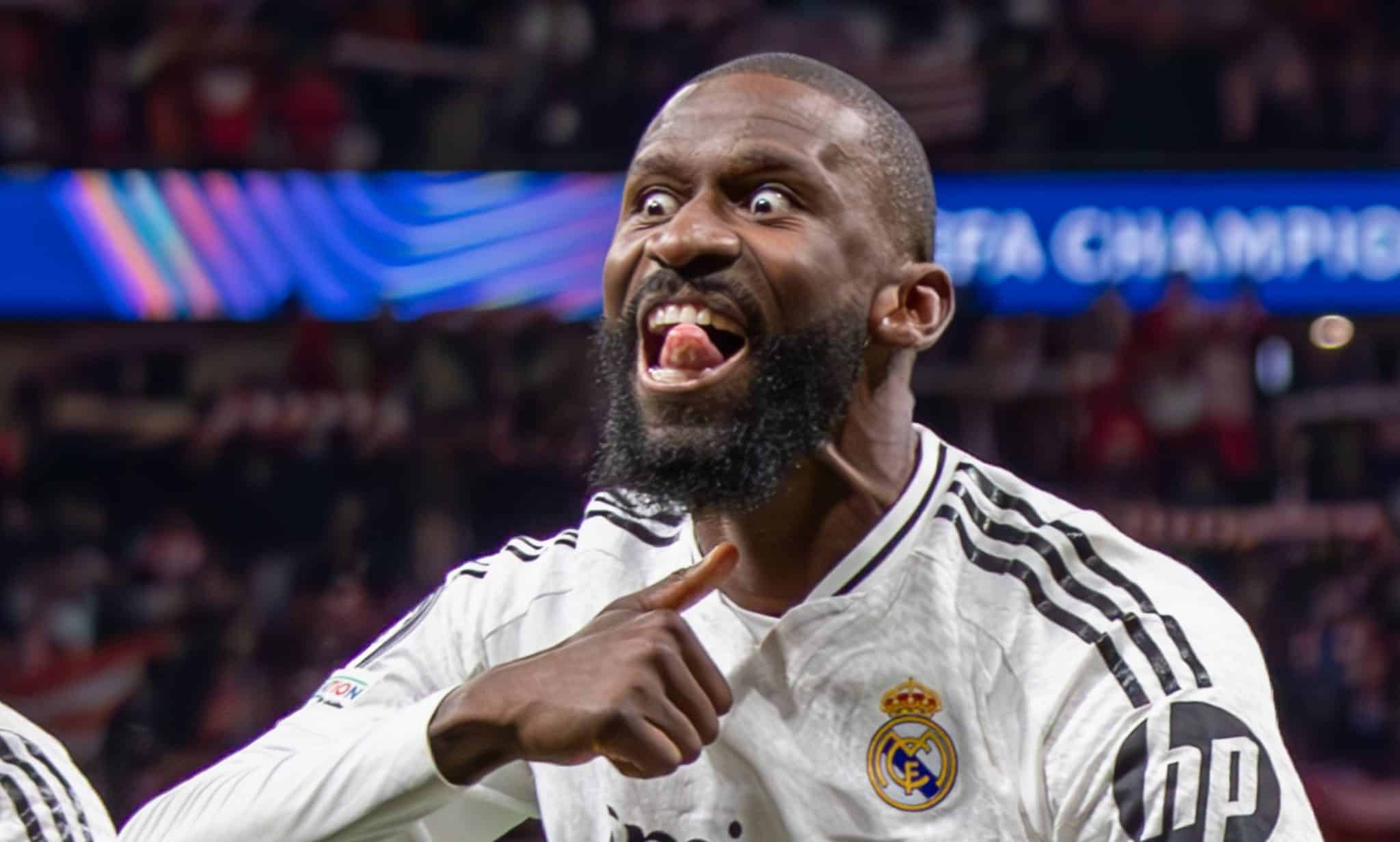 A celebra&ccedil;&atilde;o de R&uuml;diger ap&oacute;s o Real Madrid eliminar o Atl&eacute;tico da Champions League