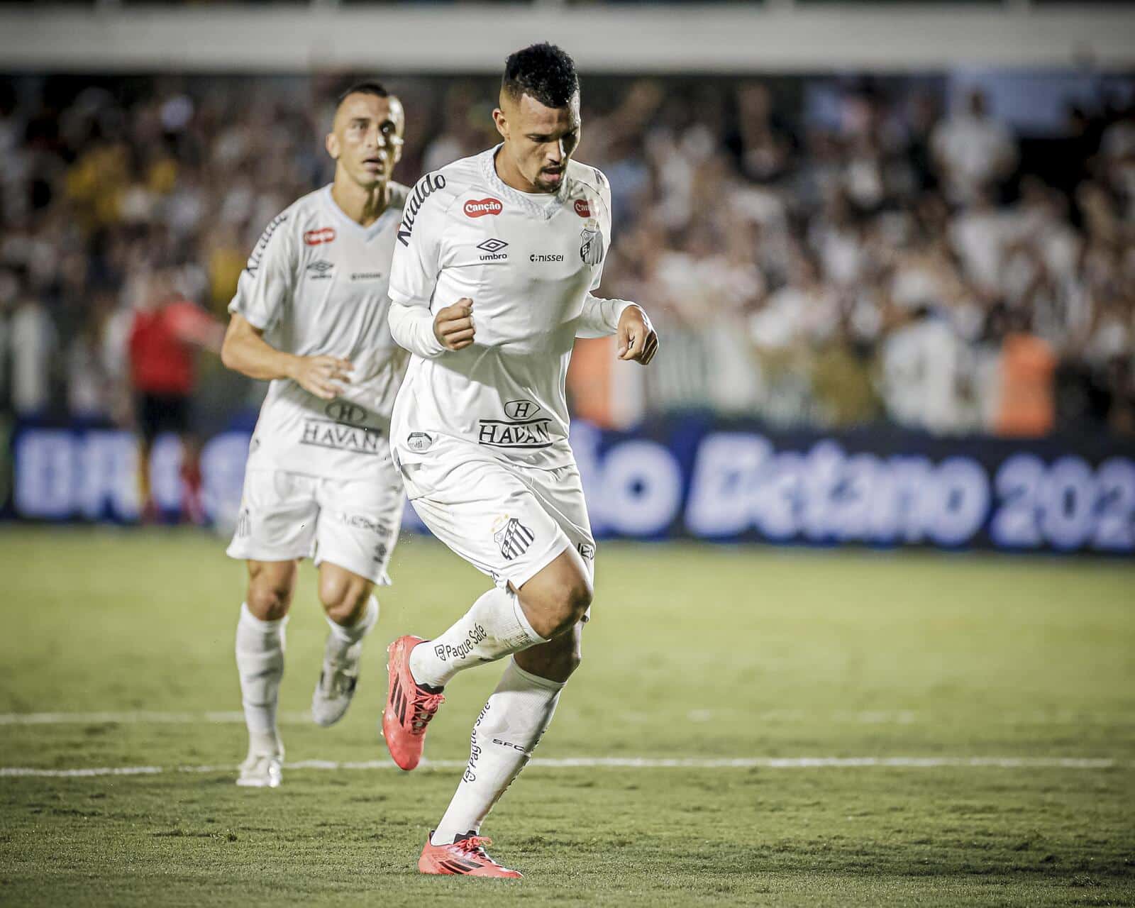 Z&eacute; Ivaldo comemora um dos gols do Santos contra o Atl&eacute;tico-MG