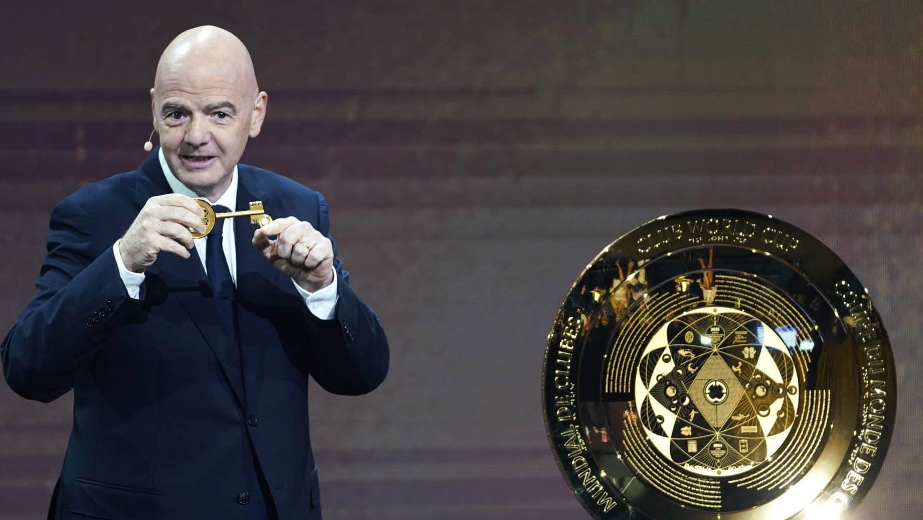 O presidente da Fifa, Gianni Infantino, em evento de lan&ccedil;amento do Mundial de Clubes Foto: (Imago)