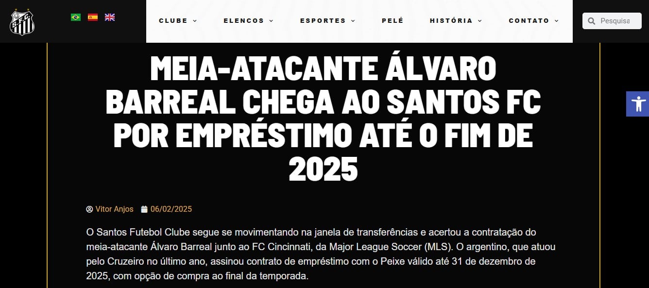 Nota do Santos sobre Barreal