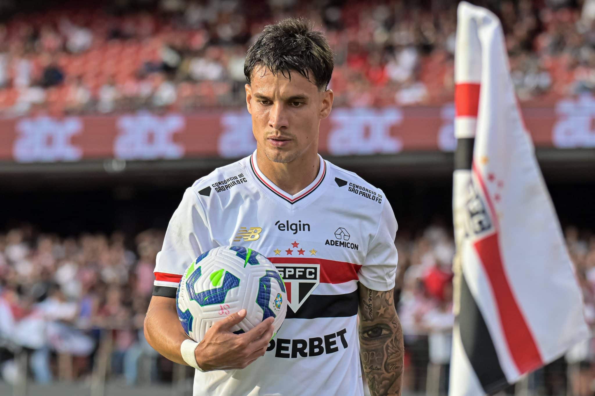 Ferreirinha durante partida do S&atilde;o Paulo (Foto: Imago)