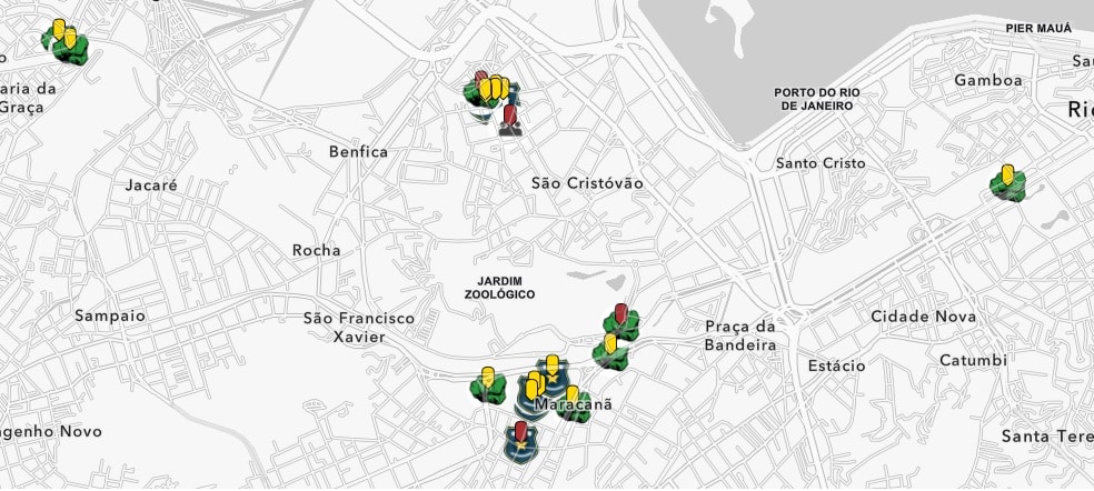 Mapa mostra casos de viol&ecirc;ncia no futebol do Rio de Janeiro (Foto: Reprodu&ccedil;&atilde;o)