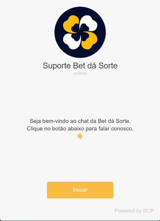 Captura de tela da p&aacute;gina do suporte de chat ao vivo da Bet d&aacute; Sorte
