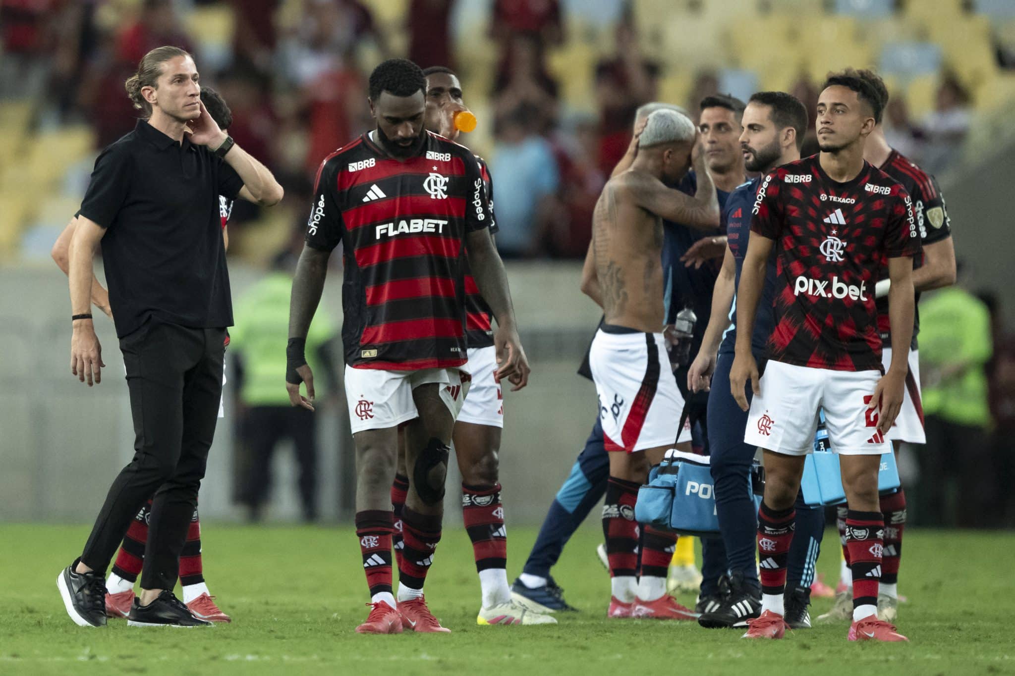 Classifica&ccedil;&atilde;o do Flamengo teve pouca comemora&ccedil;&atilde;o no campo (Foto: Icon Sport)