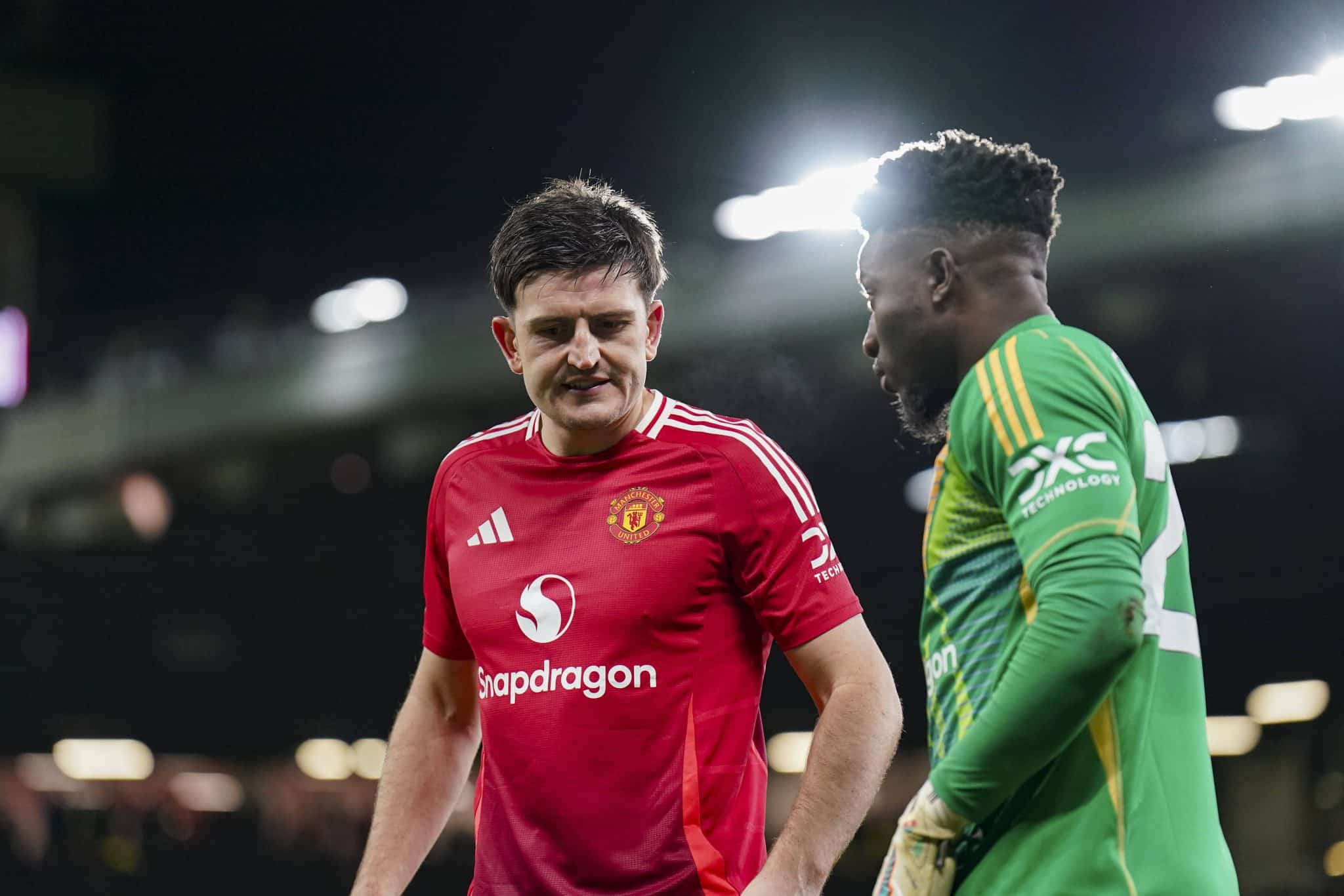 Harry Maguire e Andr&eacute; Onana, pelo Manchester United Foto: (Imago)