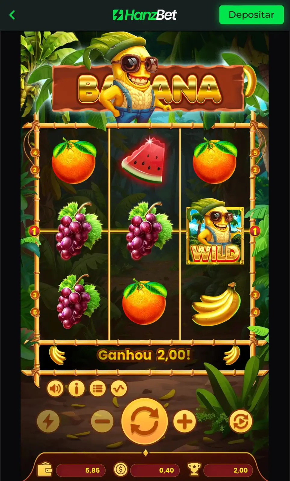 Captura de tela de um dos jogos de cassino online na Hanzbet Plataforma
