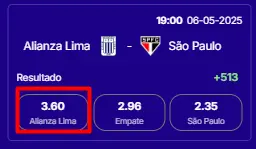 Captura de tela das odds para jogo da Libertadores na Esportes da Sorte